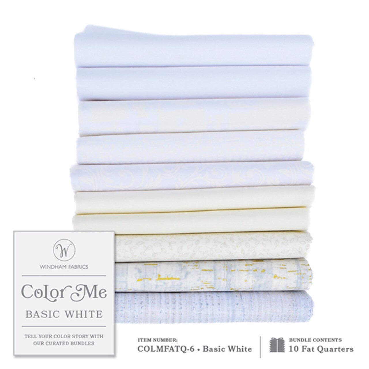 Color Me Fat Quarter Bundle in Basic White by Windham for Windham (COLMFATQ-6)
